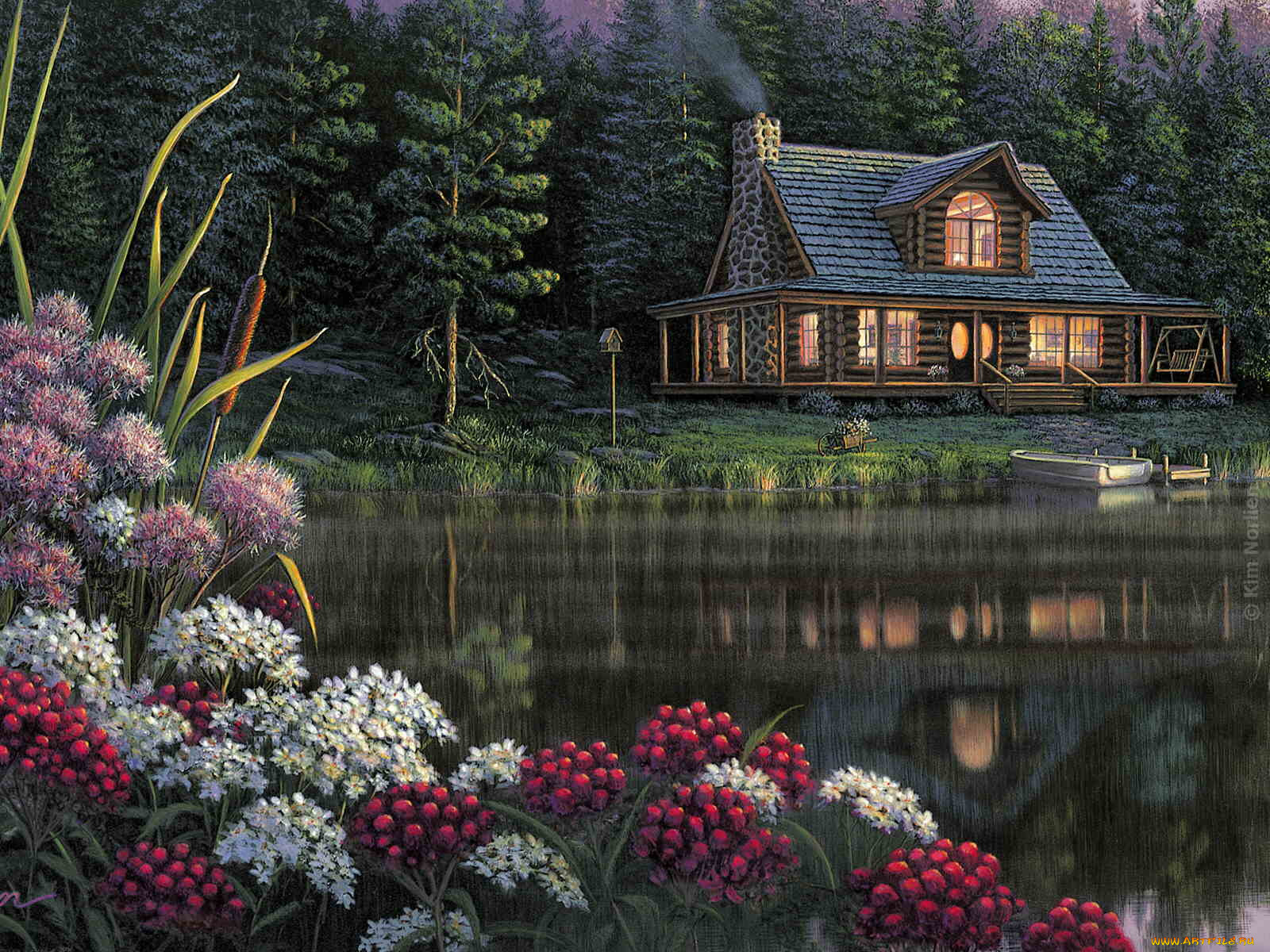 Красивый пейзаж с домом